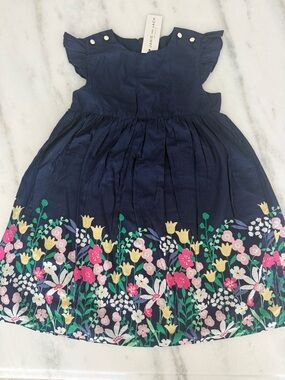 Janie and Jack Girls Dress Navy with Flowers Size 6 NWT